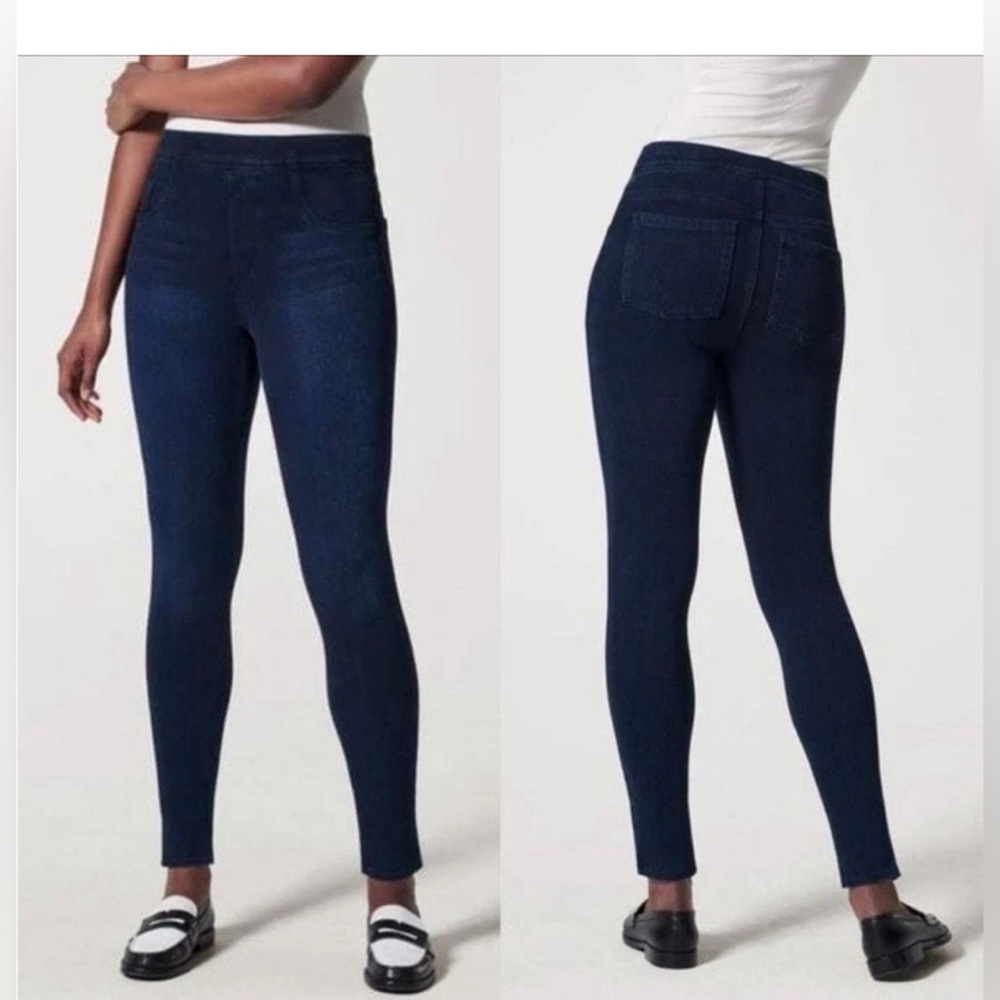 Spanx Womens Jeanish Leggings Jeggings XL Dark Wash Make Skinny Pull On